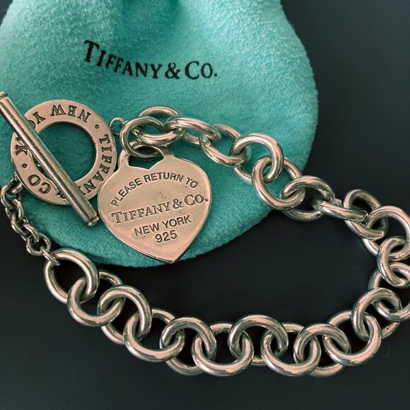 8" Tiffany & Co 1837 Toggle Bar Large Round Bracelet Silver w/Pouch - Authentic - Picture 5 of 6